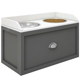 Pet Feeding Station Pet Dish Bowl Set with Storage, 2 Elevated Dog Bowls for Large Sized Dogs, Gray