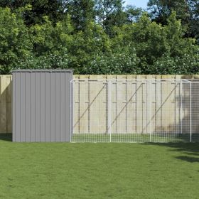 Dog House Light Grey Galvanized Steel 84.3x341.3x71.3 in Durable