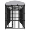 Dog Kennel Black and White Steel, Polyethylene Large Durable