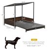 Outdoor Dog Bed, Extendable Wicker Dog Bed with Roof, Soft Cushion for Small and Medium Dogs, Mixed-Brown