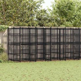 Dog Kennel Black Powder-coated steel Large Durable Dog Kennel (Color: Black)